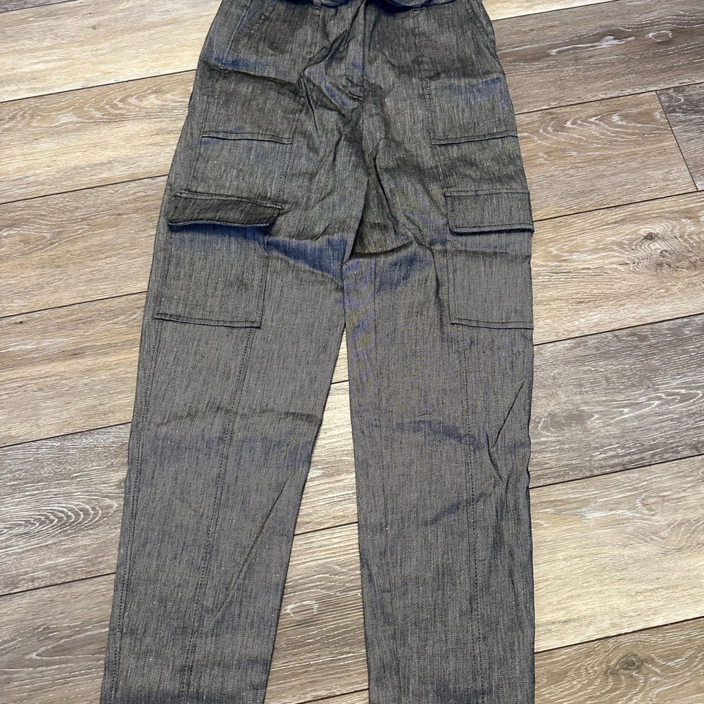White House Black Market  Linen-Blend Belted Utility Tapered Ankle Pant